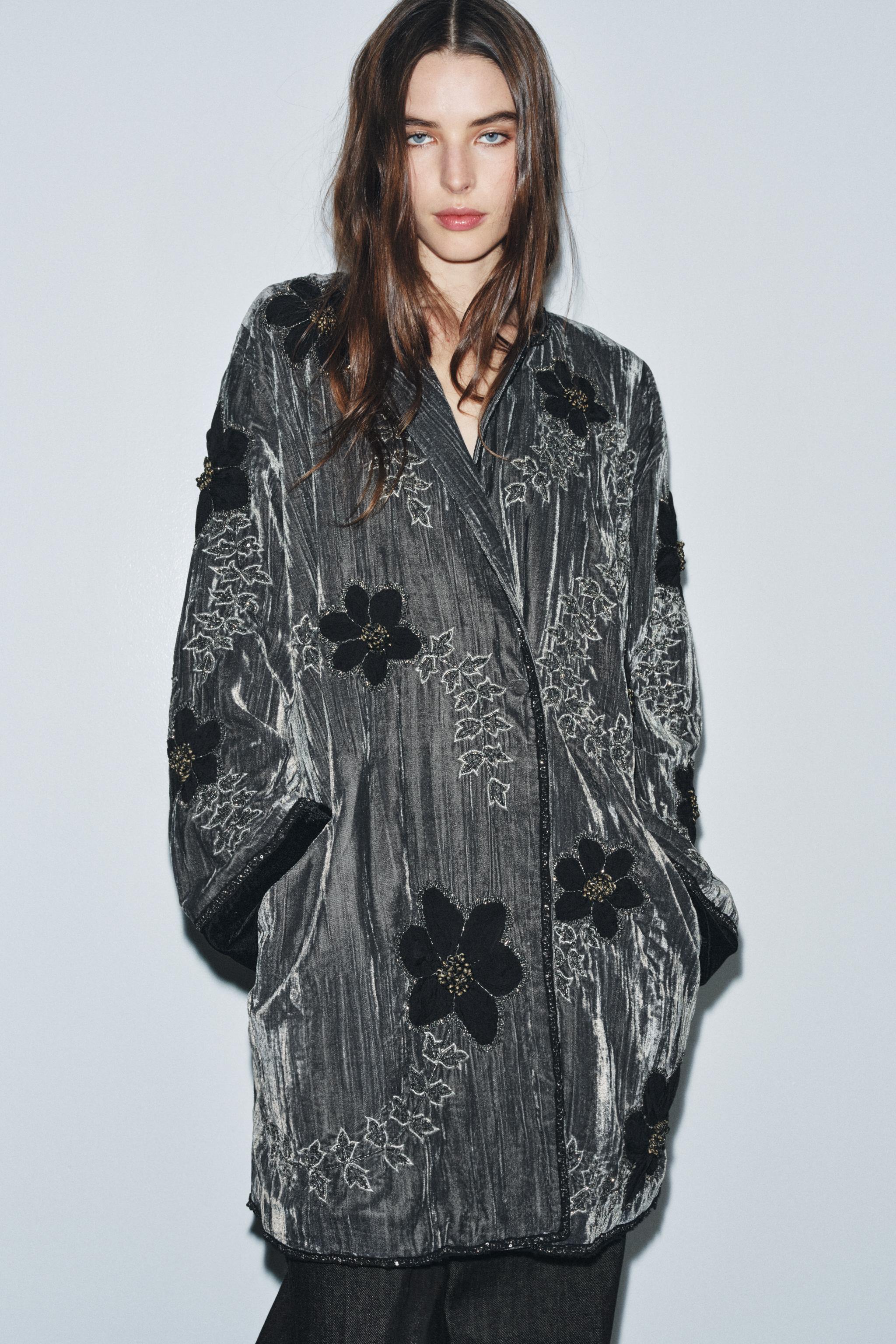 EMBROIDERED VELVET KIMONO ZW COLLECTION LIMITED EDITION